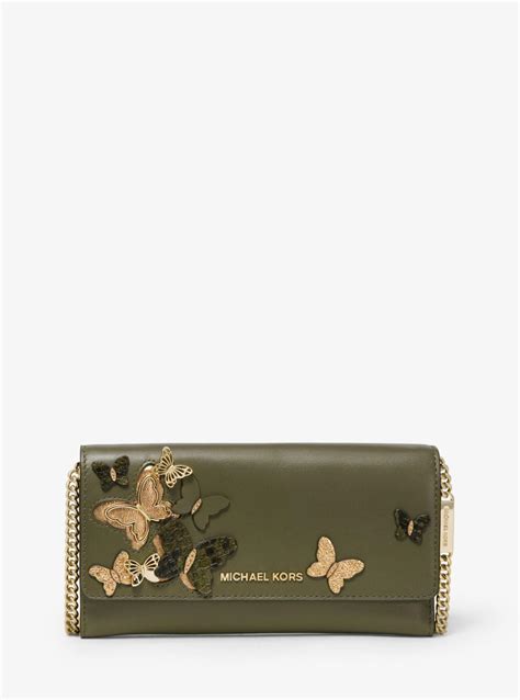 Michael Kors Large Butterfly Embellished Leather Wallet On A 